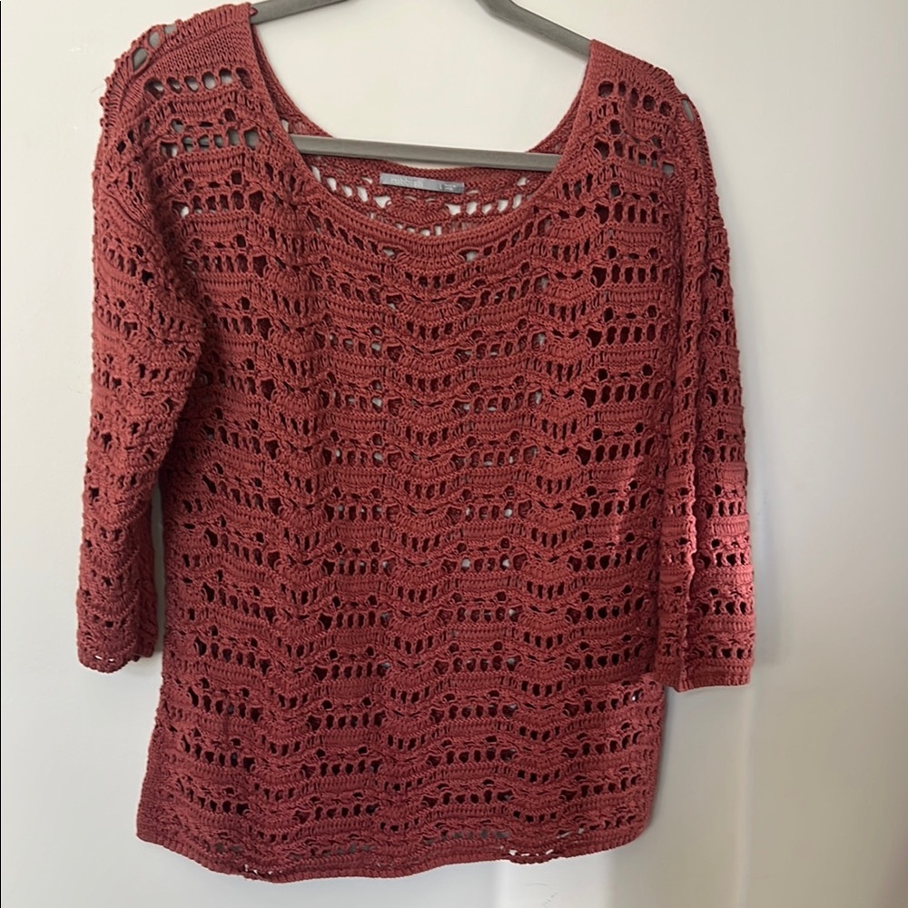 Beautiful brown (with reddish brown hue)  Crochet Knit Sweater